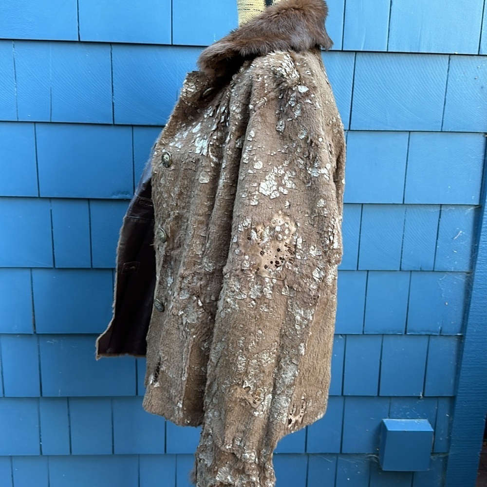 🤎🤎🤎Vintage leather rabbit fur reversible tan brown dark handmade bespoke - Picture 16 of 16
